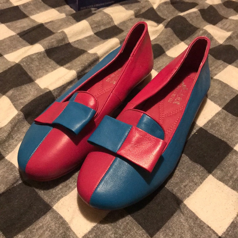 Pink and blue flats